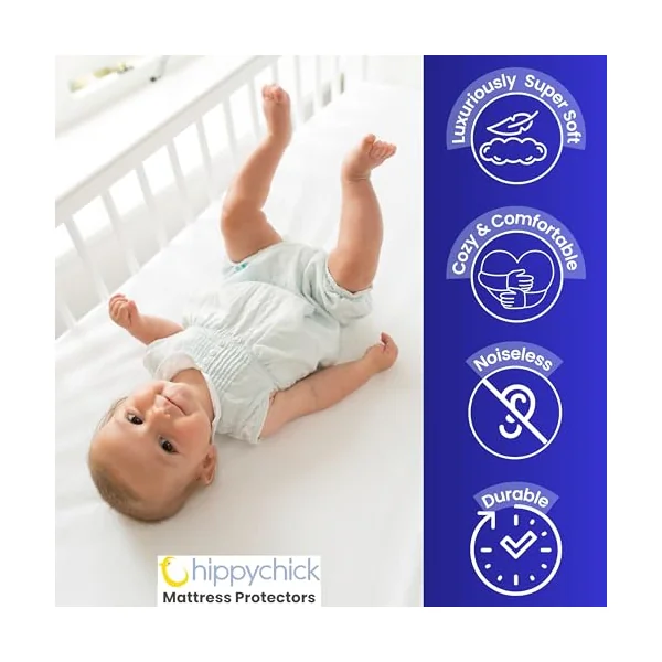 Hippychick Cotton Flat Waterproof Mattress Protector Single Bed Size 100 x 150 cm - Fully Waterproof Mattress Covers, Anti-Allergy, and Machine Washable For Premium Comfort And Ease