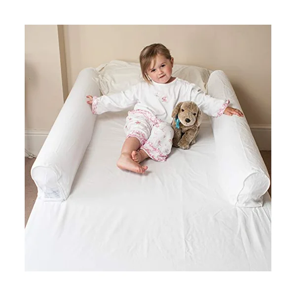 Hippychick Dream Tubes Single Cot Set, Includes 2 Inflatable Soft Bed Guards/Bumpers/Tubes and 1 Fitted Cotton Sheet, Travel-Friendly, 18 Months - 5 Years, 195 x 90 x 25cm, White