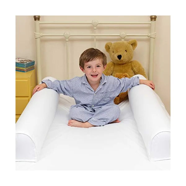 Hippychick Dream Tubes Single Cot Set, Includes 2 Inflatable Soft Bed Guards/Bumpers/Tubes and 1 Fitted Cotton Sheet, Travel-Friendly, 18 Months - 5 Years, 195 x 90 x 25cm, White