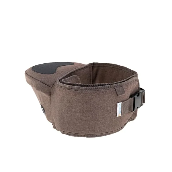 Hippychick Hipseat Baby Carrier, Brown, Lightweight Back-Saving Support Waist Stool, Ergonomic Design, Adjustable Strap, Suitable for Infants from 6 Months to 3 Years, Denim Mocha