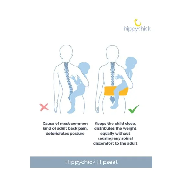 Hippychick Hipseat Baby Carrier, Brown, Lightweight Back-Saving Support Waist Stool, Ergonomic Design, Adjustable Strap, Suitable for Infants from 6 Months to 3 Years, Denim Mocha