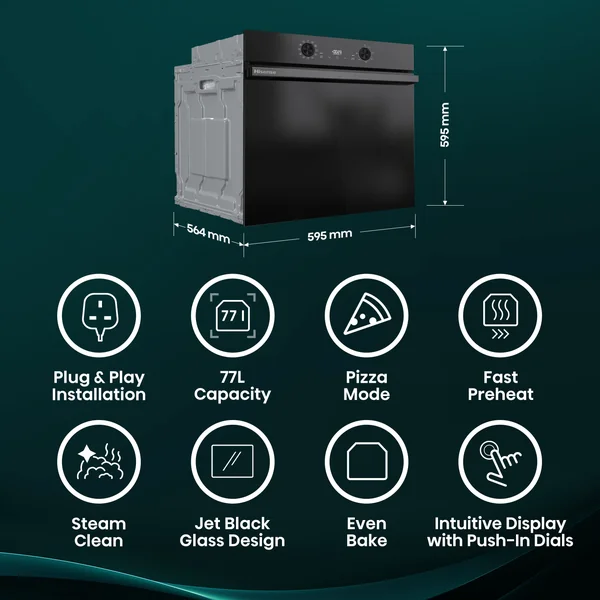 Hisense Hi2 BI622ABPGUK Built-in Single Fan Electric Oven - Black