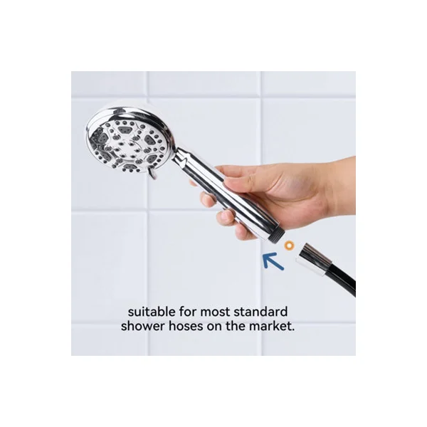 HNNHOME HydroPulse 100mm Handheld High Pressure Shower Head, 6 Spray Mode Universal Power Showerhead Replacement (Chrome)