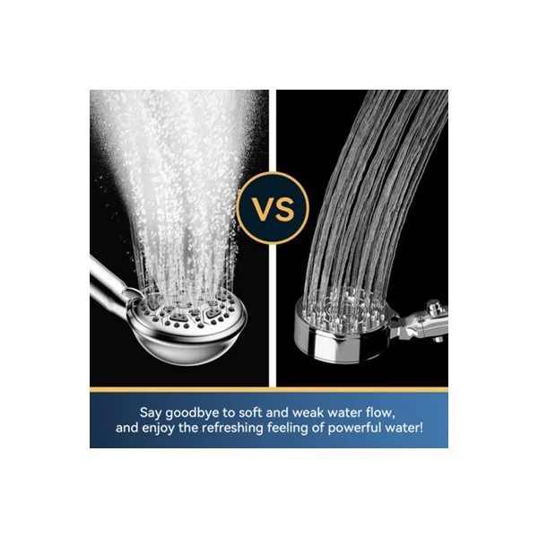 HNNHOME HydroPulse 100mm Handheld High Pressure Shower Head, 6 Spray Mode Universal Power Showerhead Replacement (Chrome)