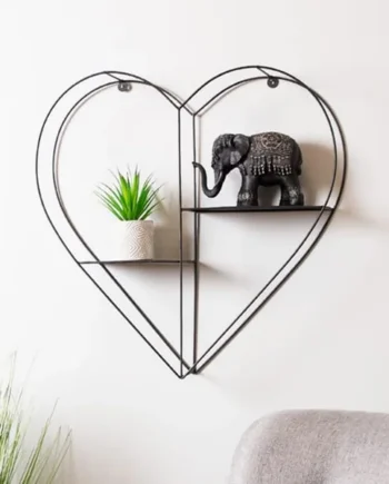 Home Collection Metal Wire Heart Shelf - Black