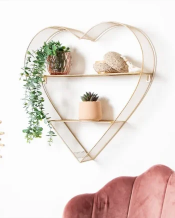 Home Collection Metal Wire Heart Shelf - Gold