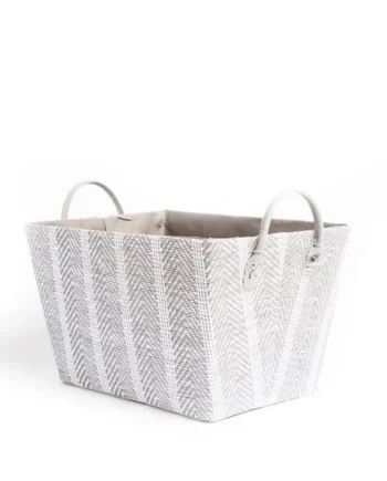 Home Collections Foldable Fabric Storage Basket With Handle Chevron - Grey