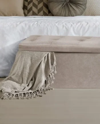 Home Collections Large Poly Linen Ottoman - Beige