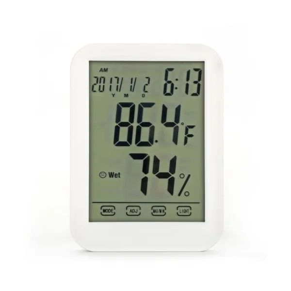 Home Office Touch Screen Electronic Temperature and Humidity Meter Night Light Clock Digital Thermometer