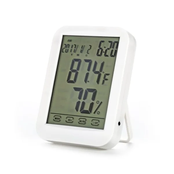 Home Office Touch Screen Electronic Temperature and Humidity Meter Night Light Clock Digital Thermometer