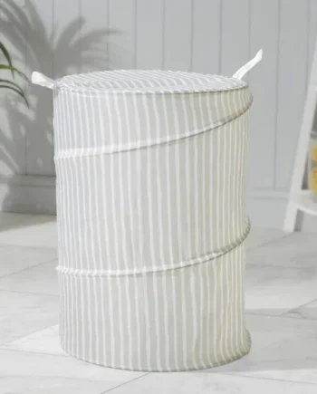 Home Pop-Up Laundry Basket - Light Green Stripes