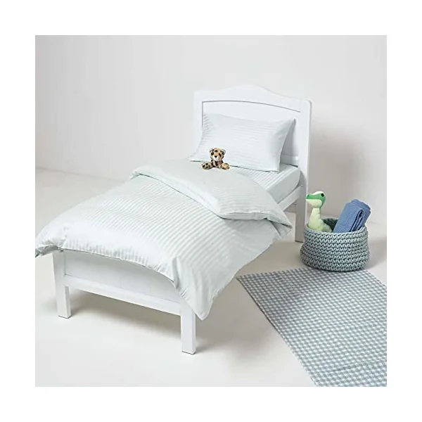HOMESCAPES Blue Cot Bed Fitted Sheets 70 x 140 cm 2 Pack 100% Egyptian Cotton Percale Soft Hypoallergenic Toddler Bed Sheet Fully Elasticated Skirt Breathable Easy Care 330 TC 500 Thread Count Equiv