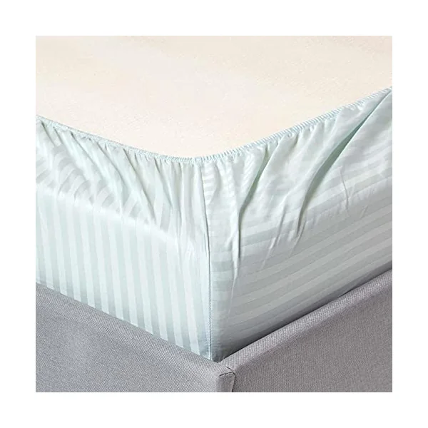 HOMESCAPES Blue Cot Bed Fitted Sheets 70 x 140 cm 2 Pack 100% Egyptian Cotton Percale Soft Hypoallergenic Toddler Bed Sheet Fully Elasticated Skirt Breathable Easy Care 330 TC 500 Thread Count Equiv