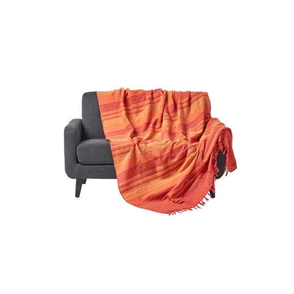 Homescapes Cotton Morocco Striped Terracotta Throw, 150 x 200 cm