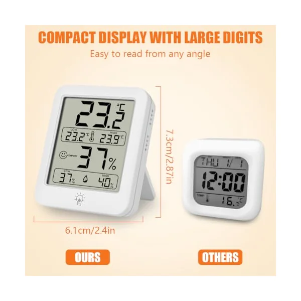 HOTUT Digital Room Thermometer Indoor Hygrometer, Digital Hygrometer with Max and Min Records for Temperature and Humidity, Temperature and Humidity Monitor for Home, Bedroom, Baby Room, Office