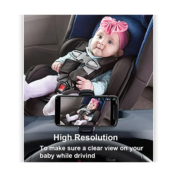 HUIOP Car Baby Monitor Wireless,WiFi Baby Car Monitor Wireless Monitor Camera for Baby Rear Facing Seat 360° Rotation Night Vision USB Powered Baby Car Mirror Camera