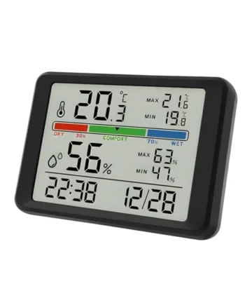 Humidity and Temperature Monitor Digital Indoor Thermometer with High Low History, ℉ / ℃ Room Thermometer Accurate Humidity Gauge with Alarm Clock for Greenhouse Garden Cellar Office
