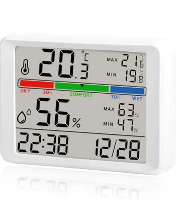 Humidity and Temperature Monitor Hygrometer Indoor Digital Room Thermometer with High Low History, Humidity Temperature Gauge Meter Wireless for Home, Touch LCD with Calibration Backlight Clock