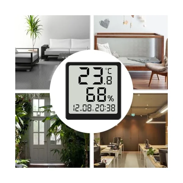 Humidity Meter Digital Magnetic Temperature Gauge with Timer | Household Humidity Sensor for Home Bedroom Living Room Greenhouse Garage Bathroom Shower Office