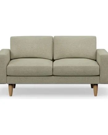 Hutch Fabric Block Arm 2 Seater Sofa - Oat