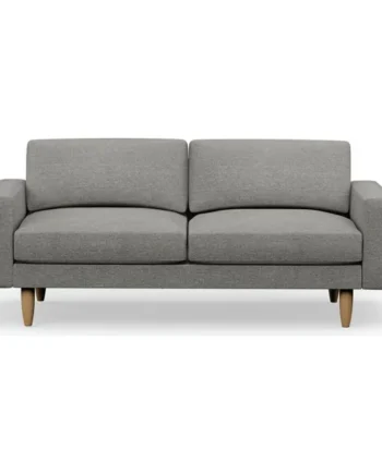 Hutch Fabric Block Arm 3 Seater Sofa - Dove Grey