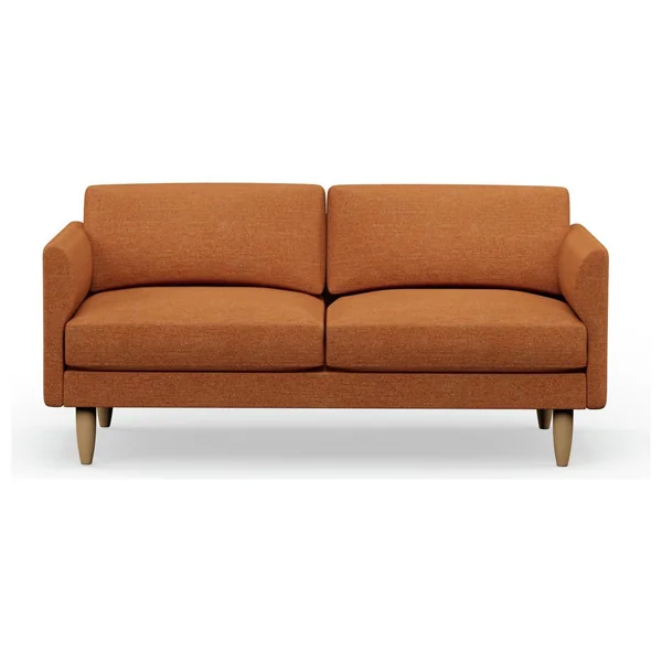Hutch Fabric Curve Arm 3 Seater Sofa - Rust