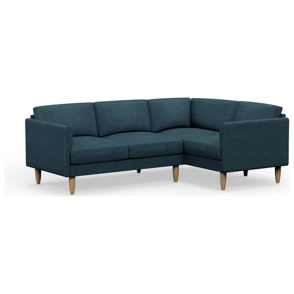 Hutch Fabric Curve Arm 4 Seater Corner Sofa - Aegean Blue