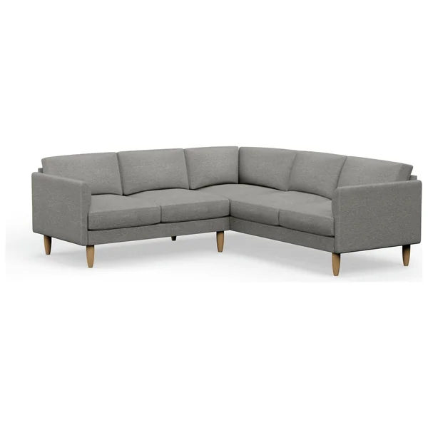 Hutch Plus Fabric Curve Arm 5 Seater Corner Sofa - Dove Grey
