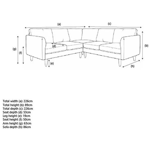 Hutch Plus Fabric Curve Arm 5 Seater Corner Sofa - Dove Grey