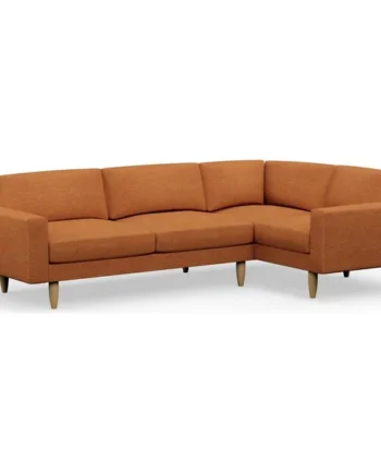 Hutch Slim Fabric Block Arm 5 Seater Corner Sofa - Rust