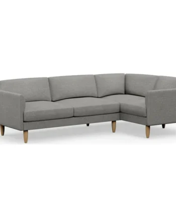 Hutch Slim Fabric Curve Arm 5 Seater Corner Sofa - Dove Grey