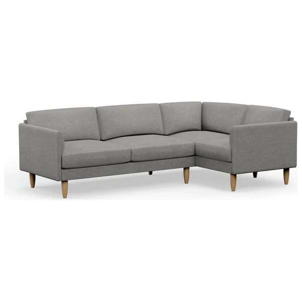 Hutch Slim Fabric Curve Arm 5 Seater Corner Sofa - Dove Grey