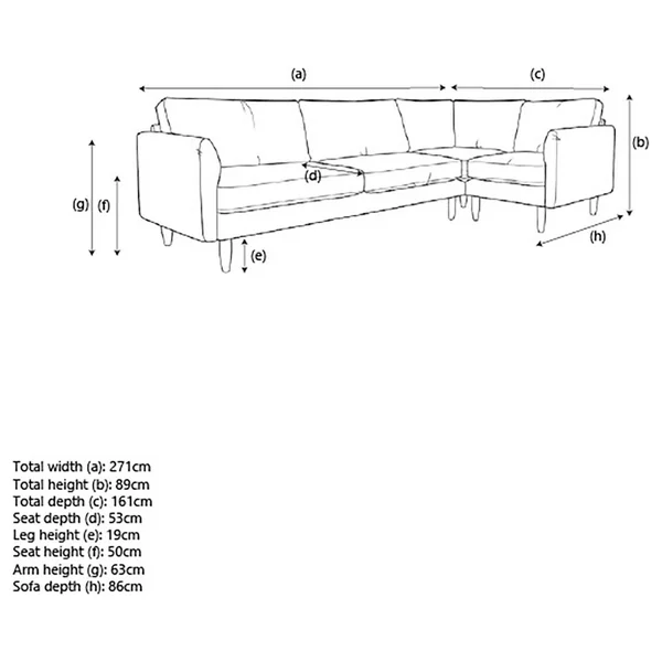 Hutch Slim Fabric Curve Arm 5 Seater Corner Sofa - Dove Grey