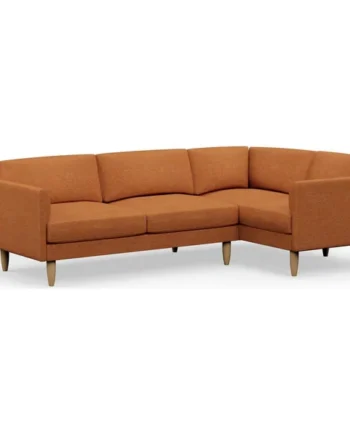 Hutch Slim Fabric Curve Arm 5 Seater Corner Sofa - Rust