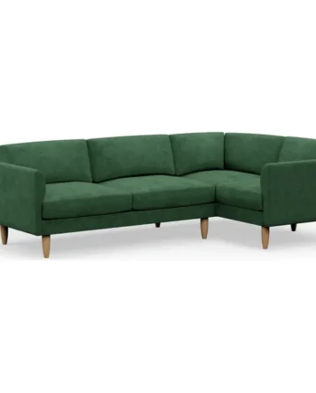 Hutch Slim Velvet Curve Arm 5 Seater Corner Sofa- Sage Green