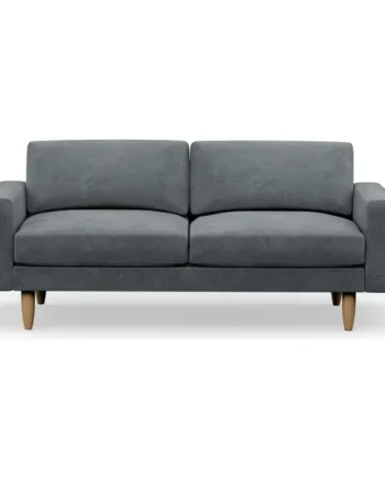 Hutch Velvet Block Arm 3 Seater Sofa - Slate Grey
