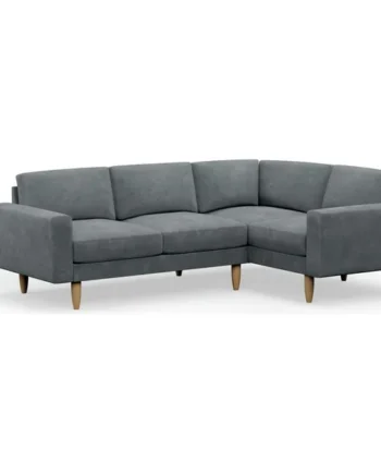 Hutch Velvet Block Arm 4 Seater Corner Sofa - Slate Grey