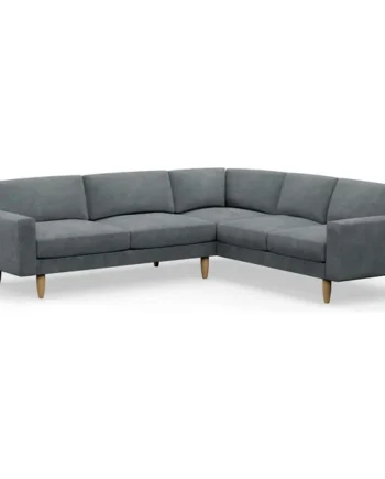Hutch Velvet Block Arm 6 Seater Corner Sofa - Slate Grey