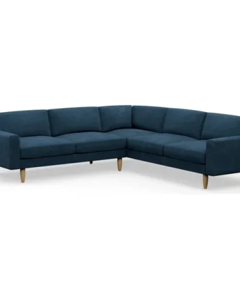 Hutch Velvet Block Arm 7 Seater Corner Sofa - Ink Blue