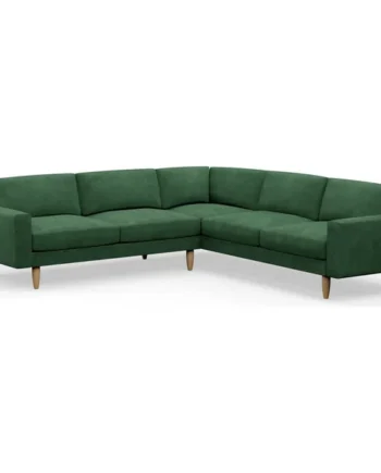Hutch Velvet Block Arm 7 Seater Corner Sofa - Sage Green