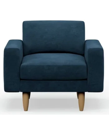 Hutch Velvet Block Arm Armchair - Ink Blue