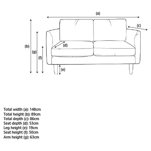 Hutch Velvet Curve Arm 2 Seater Sofa - Slate Grey
