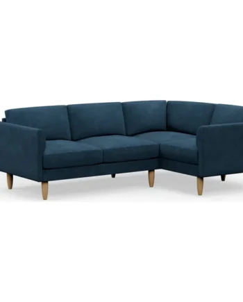 Hutch Velvet Curve Arm 4 Seater Corner Sofa - Ink Blue