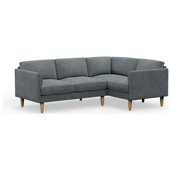 Hutch Velvet Curve Arm 4 Seater Corner Sofa - Slate Grey
