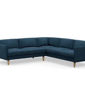 Hutch Velvet Curve Arm 7 Seater Corner Sofa - Ink Blue