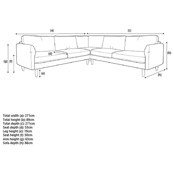 Hutch Velvet Curve Arm 7 Seater Corner Sofa - Ink Blue