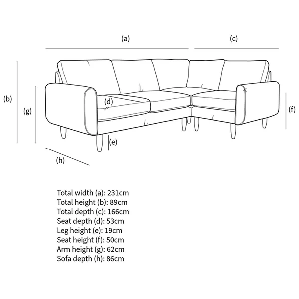 Hutch Velvet Round Arm 4 Seater Corner Sofa - Ink Blue
