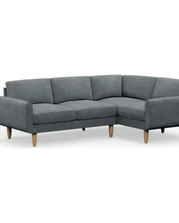 Hutch Velvet Round Arm 4 Seater Corner Sofa - Slate Grey