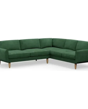 Hutch Velvet Round Arm 6 Seater Corner Sofa - Sage Green