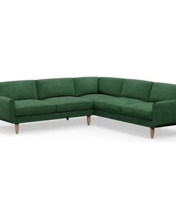 Hutch Velvet Round Arm 7 Seater Corner Sofa - Sage Green
